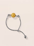 Golden Jade Bracelet with Mood Calendar - Titanium Chain