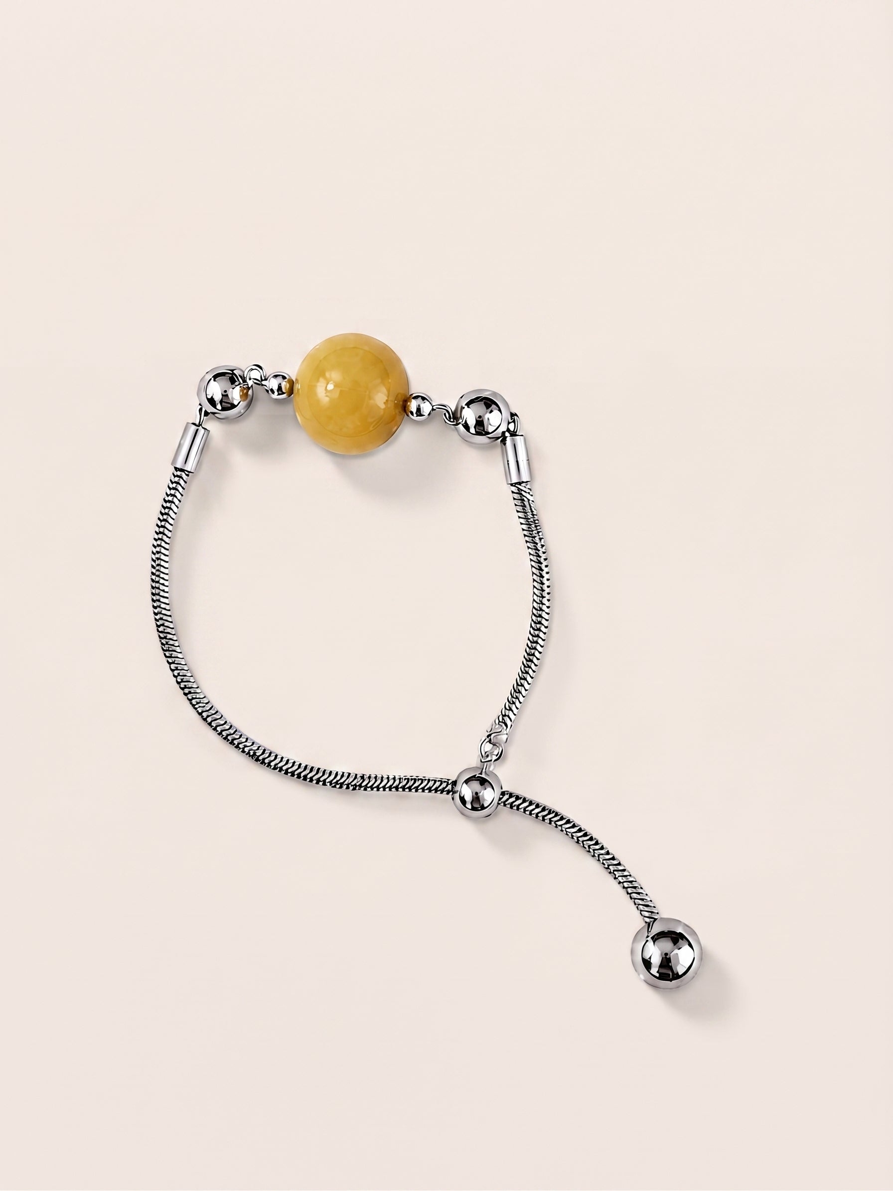 Golden Jade Bracelet with Mood Calendar - Titanium Chain