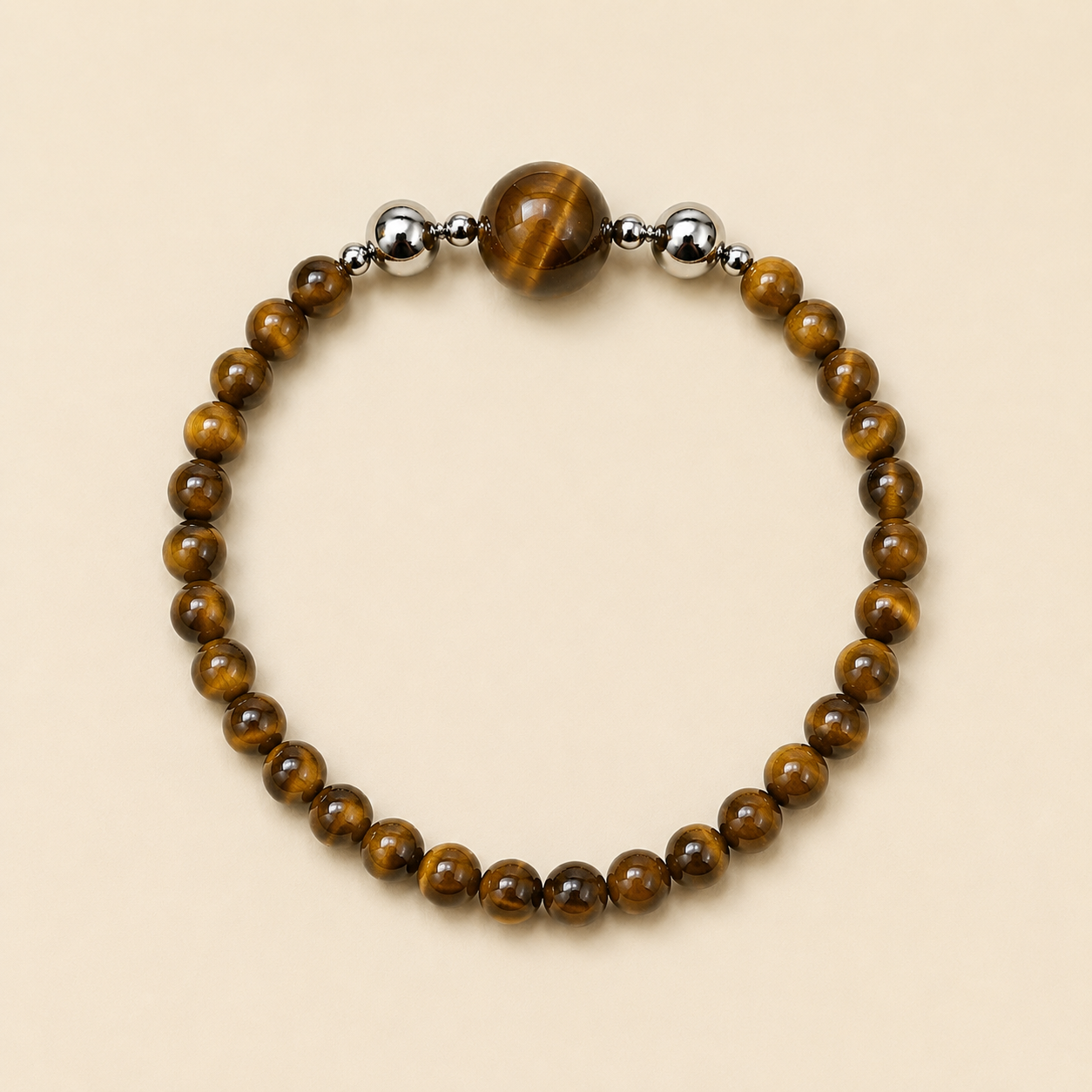 Tiger eye crystal bead bracelet with premium crystal beads and magnetic interchangeable charm