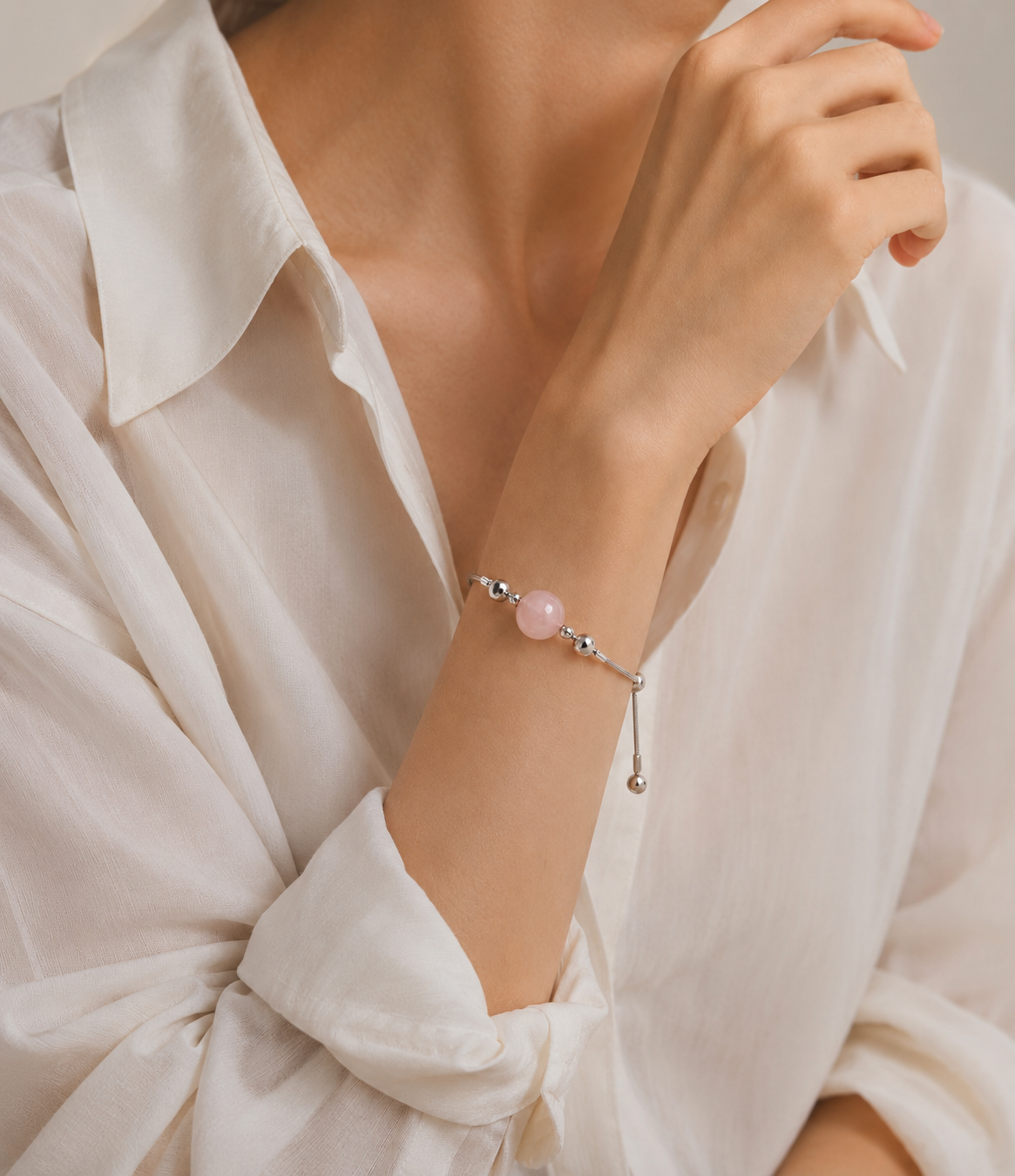 Mother of Pearl Bracelet with Mood Calendar - Titanium Chain