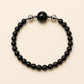 Obsidian crystal bead bracelet with premium crystal beads and magnetic interchangeable charm