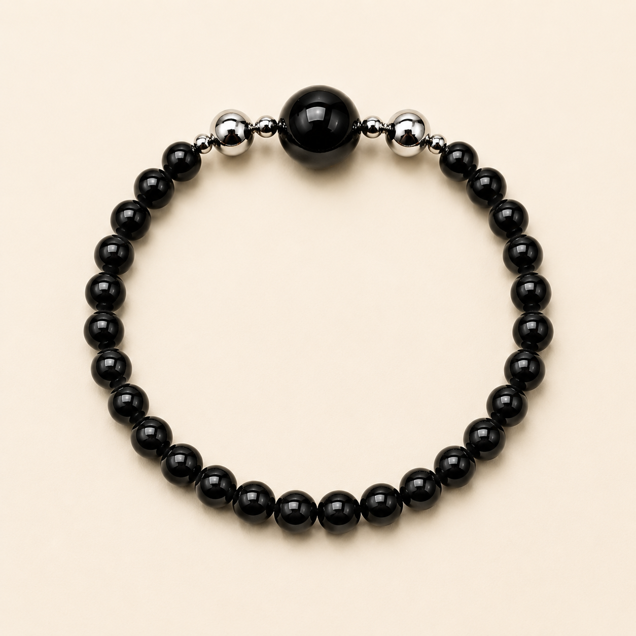 Obsidian crystal bead bracelet with premium crystal beads and magnetic interchangeable charm