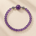 Amethyst crystal bead bracelet with premium crystal beads and magnetic interchangeable charm