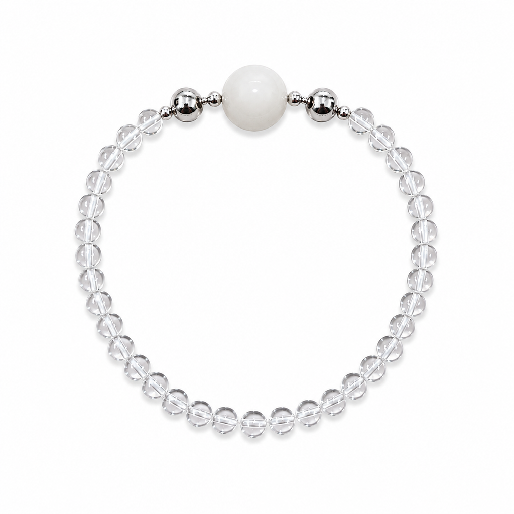White Jade Crystal Bead Bracelet