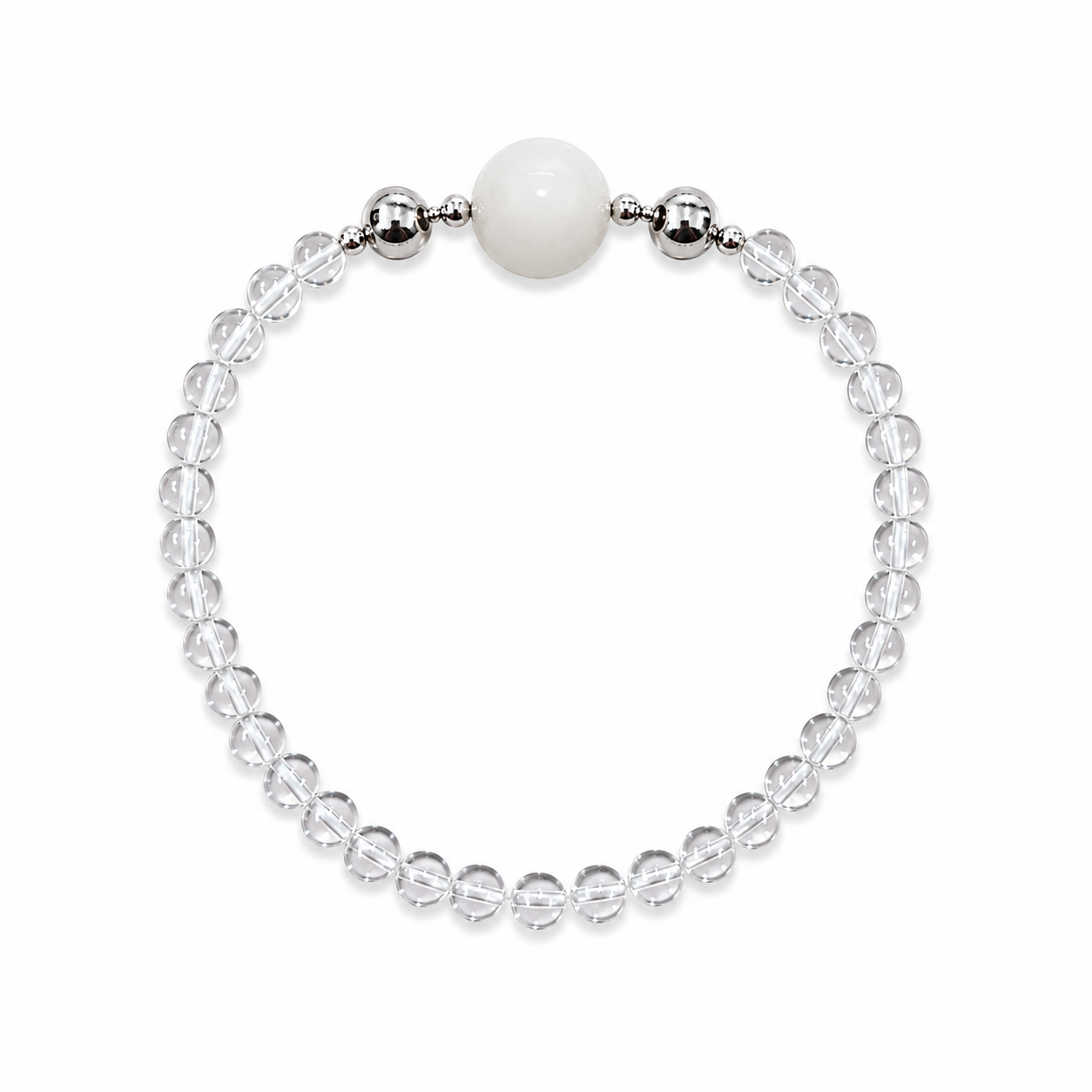 White Jade Crystal Bead Bracelet