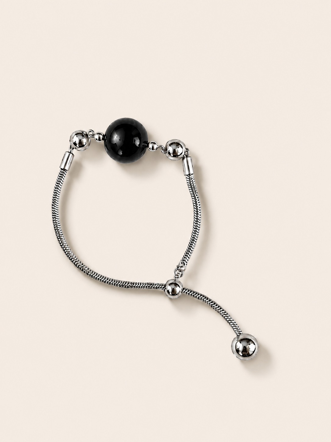Obsidian Bracelet with magnetic interchangeable charm on titanium steel chain