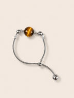 Tiger Eye Mood bracelet with magnetic interchangeable charm on titanium steel chain