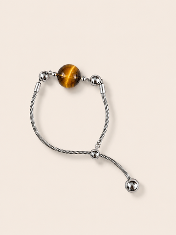 Tiger Eye Mood bracelet with magnetic interchangeable charm on titanium steel chain