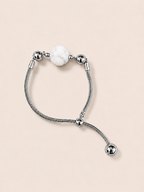 White Turqoise Bracelet with Mood Calendar - Titanium Chain