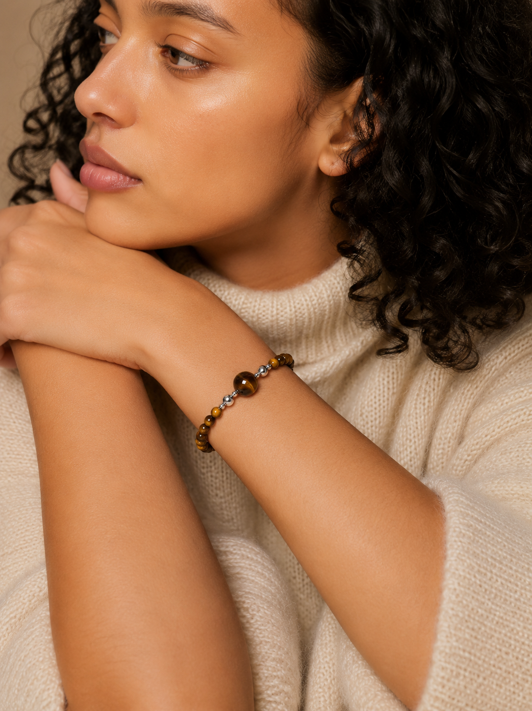 Tiger Eye Crystal Bead Bracelet