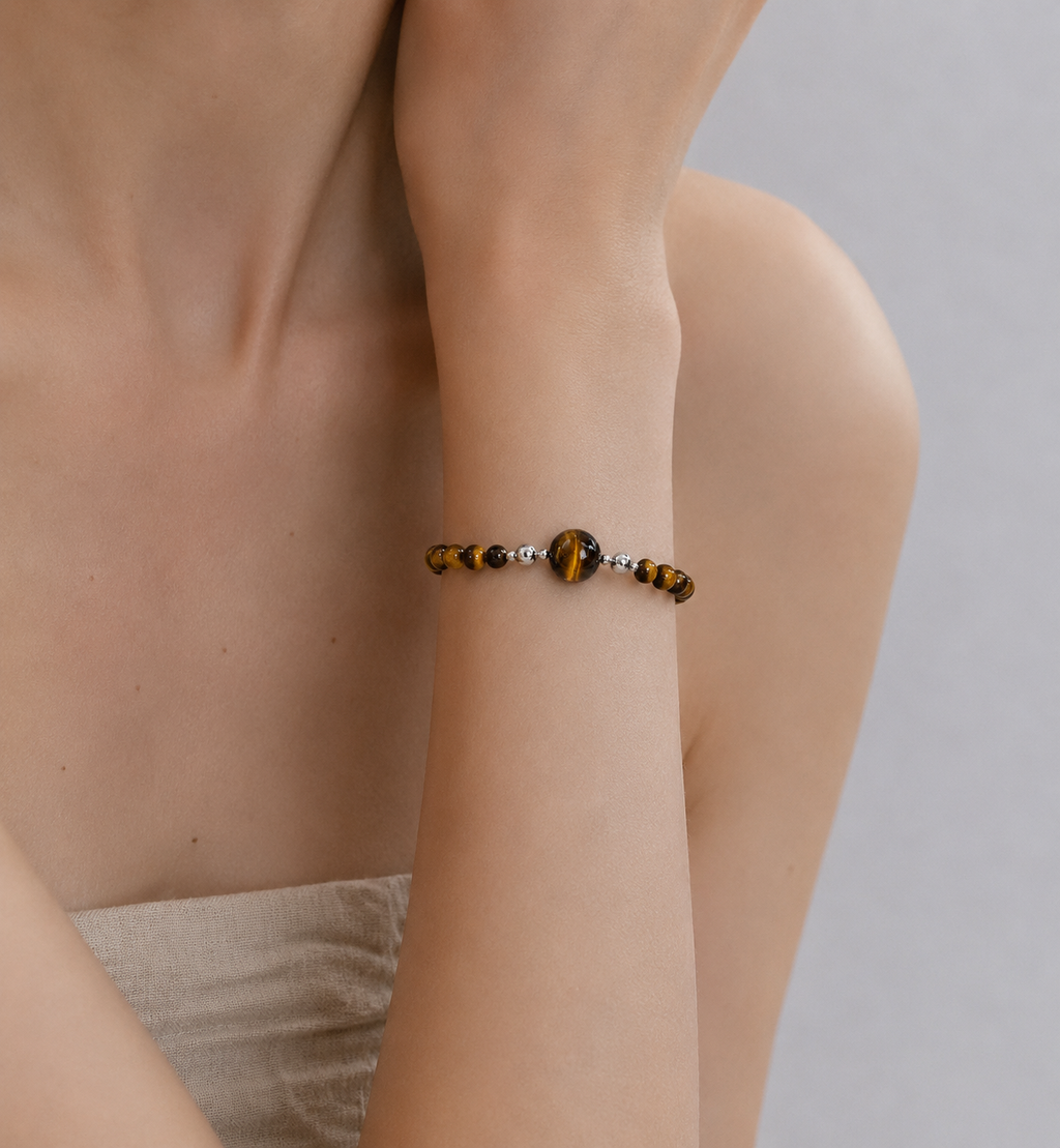 Tiger Eye Crystal Bead Bracelet