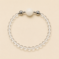 White jade crystal bead bracelet with premium crystal beads and magnetic interchangeable charm