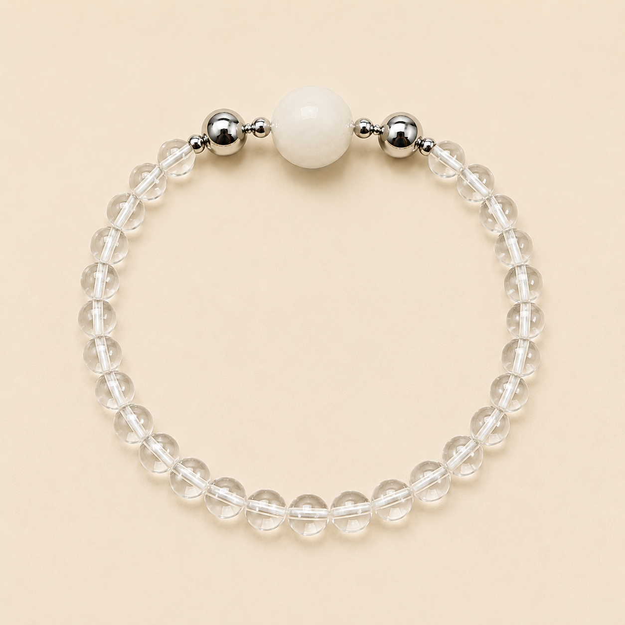 White jade crystal bead bracelet with premium crystal beads and magnetic interchangeable charm