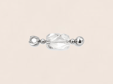 Faceted Clear White Jade Square Bead Charm