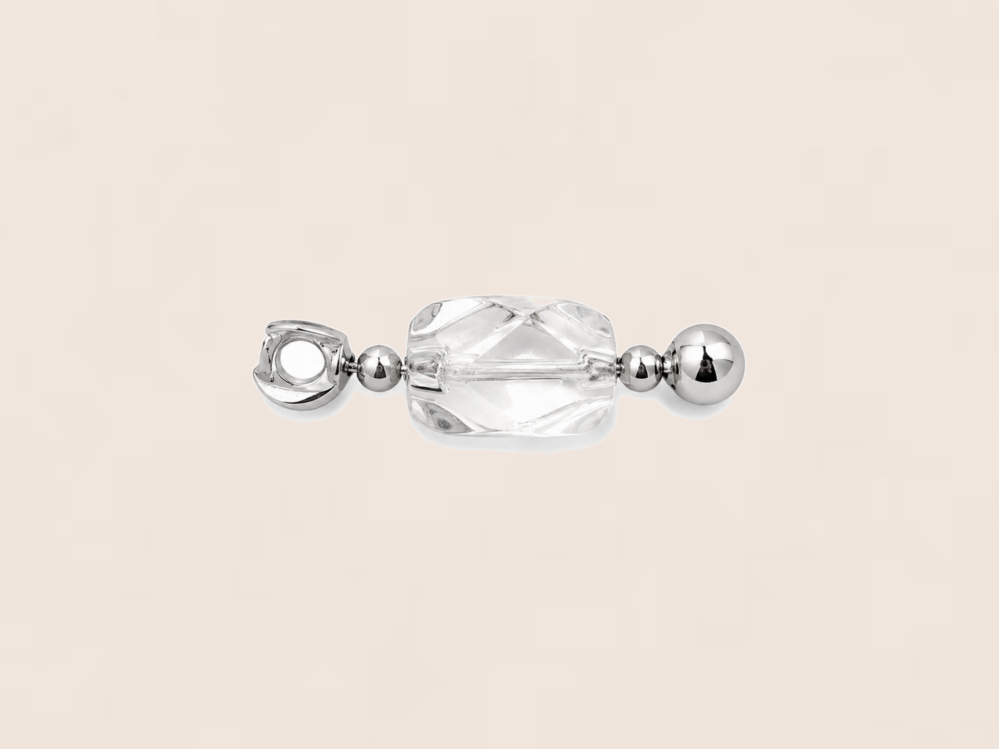 Faceted Clear White Jade Square Bead Charm
