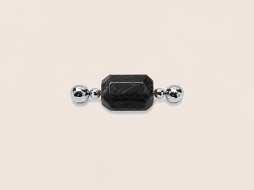 Geometric Black Obsidian Square Bead Charm