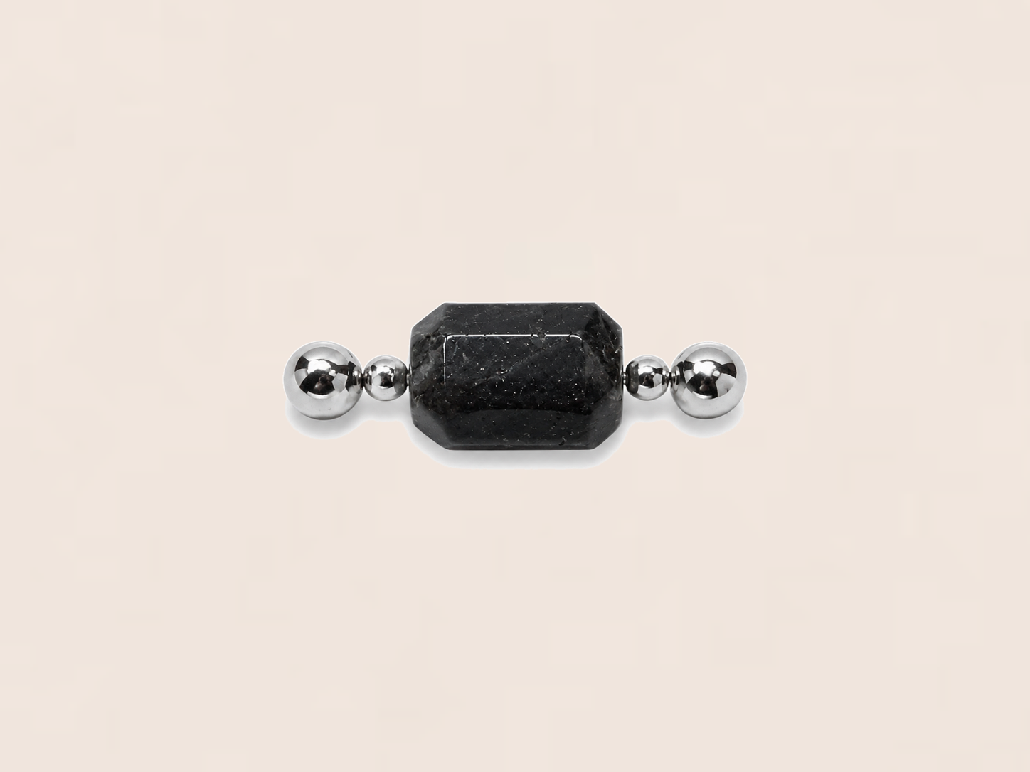 Geometric Black Obsidian Square Bead Charm