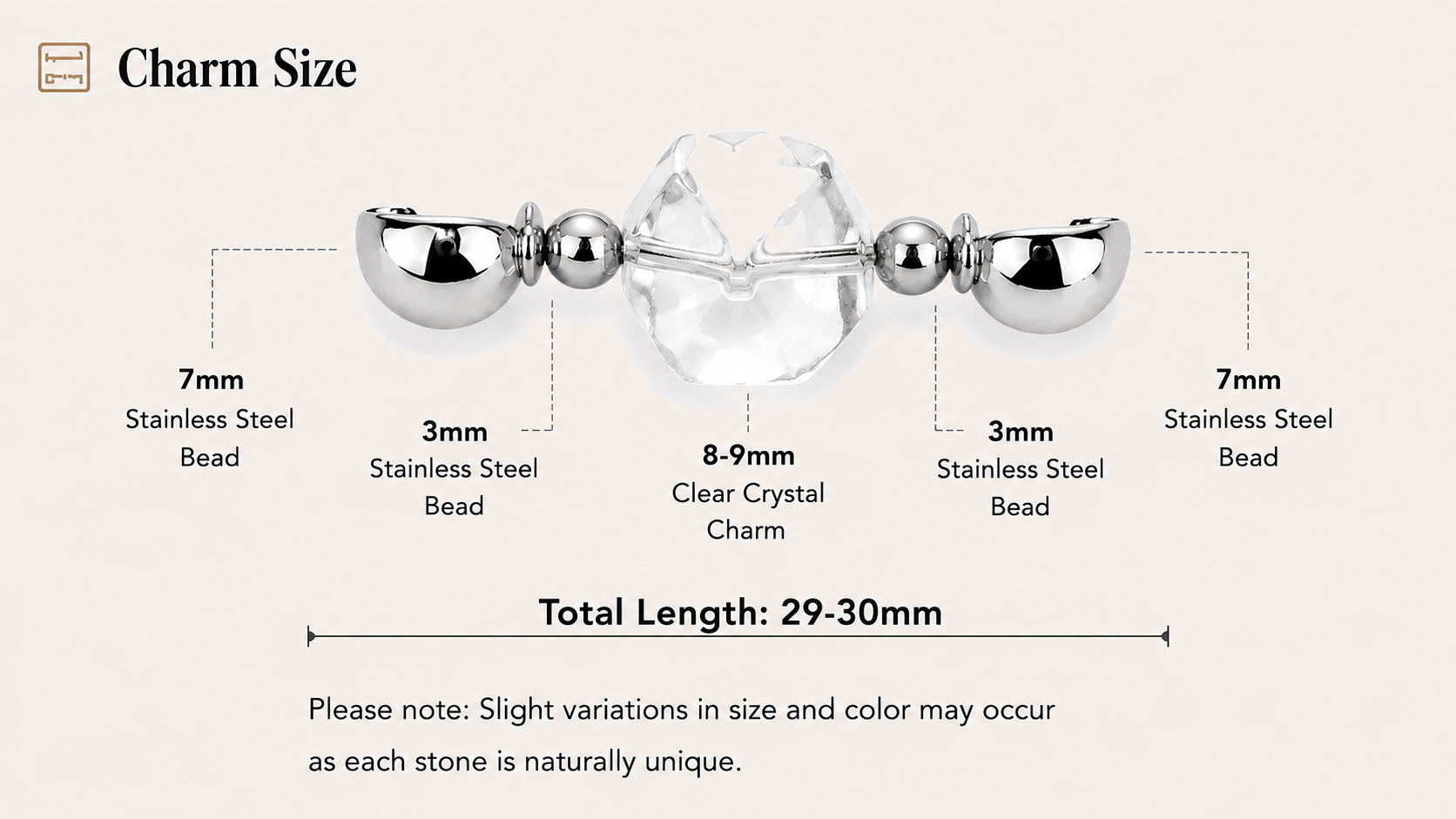 Clear Crystal Cube Charm dimensions