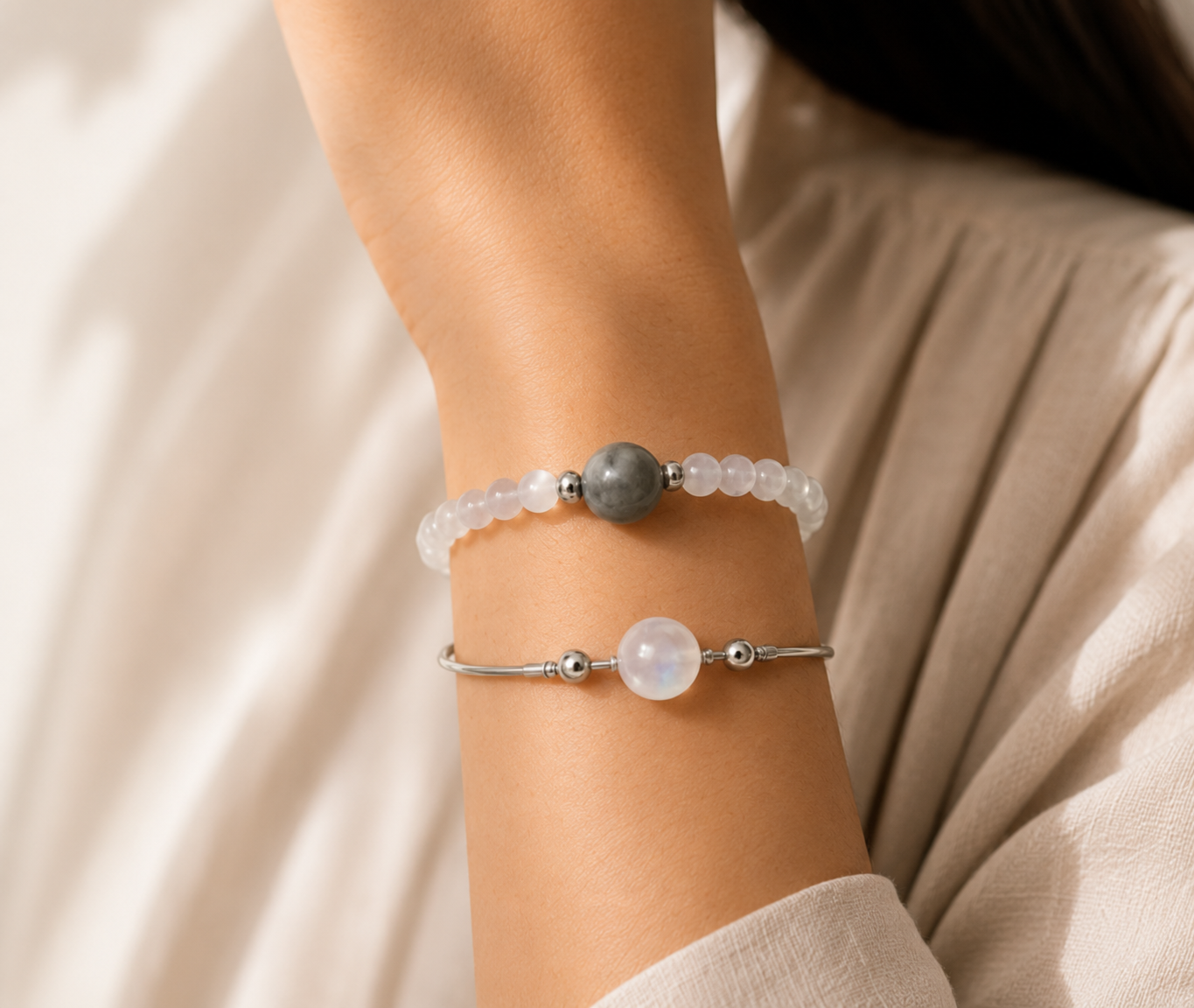 Adiaro bracelets worn on wrist